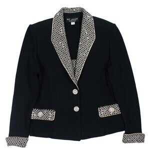 St. John Evening Knit Blazer Jacket W/ Sequins and Rhinestone Buttons Size 10